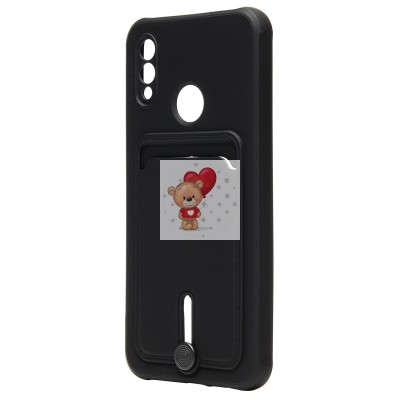 Чехол-накладка для Huawei P Smart 2019 (черный) - SC304 с картхолдером