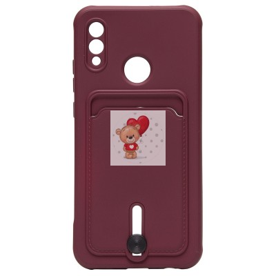 Чехол-накладка для Huawei P Smart 2019 (бордовый) - SC304 с картхолдером
