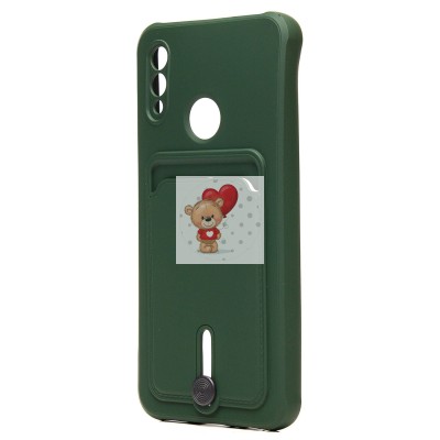 Чехол-накладка для Huawei P Smart 2019 (темно-зеленый) - SC304 с картхолдером