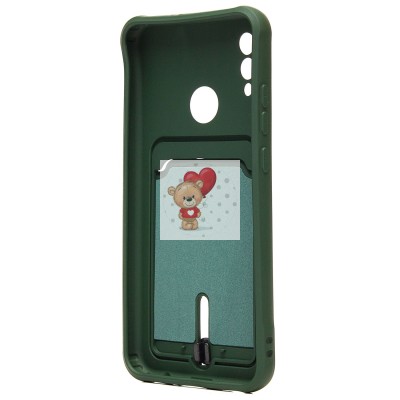 Чехол-накладка для Huawei P Smart 2019 (темно-зеленый) - SC304 с картхолдером