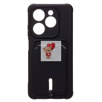 Чехол-накладка для Infinix Hot 40i (черный) - SC304 с картхолдером