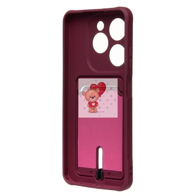 Чехол-накладка для Infinix Hot 40i (бордовый) - SC304 с картхолдером