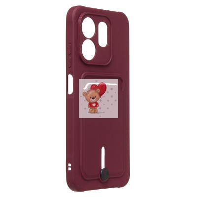 Чехол-накладка для Infinix Hot 50i (бордовый) - SC304 с картхолдером