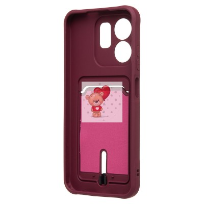 Чехол-накладка для Infinix Hot 50i (бордовый) - SC304 с картхолдером