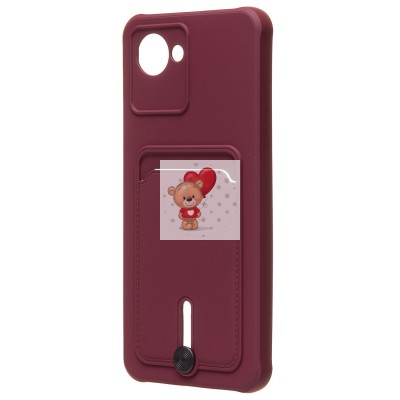 Чехол-накладка для Realme C30 (бордовый) - SC304 с картхолдером