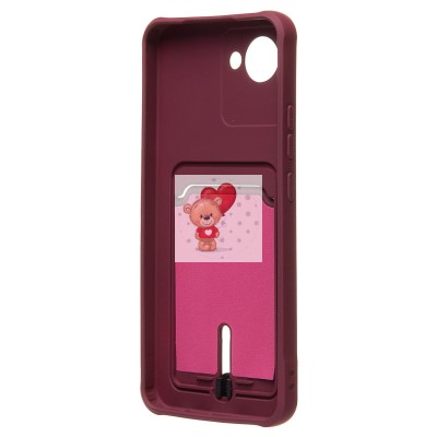 Чехол-накладка для Realme C30 (бордовый) - SC304 с картхолдером