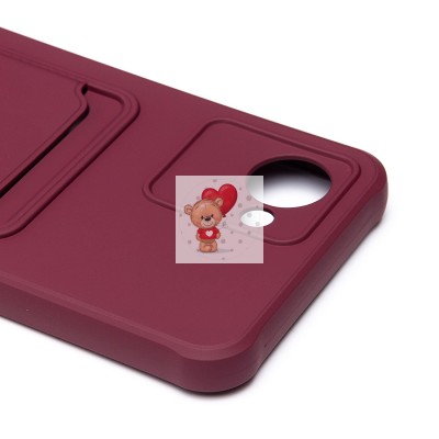 Чехол-накладка для Realme C30 (бордовый) - SC304 с картхолдером