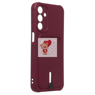 Чехол-накладка для Samsung Galaxy A15 5G (бордовый) - SC304 с картхолдером