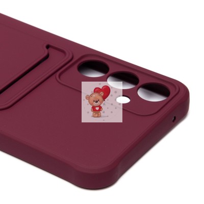 Чехол-накладка для Samsung Galaxy A55 (бордовый) - SC304 с картхолдером