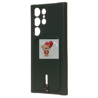 Чехол-накладка для Samsung Galaxy S23 Ultra (темно-зеленый) - SC304 с картхолдером