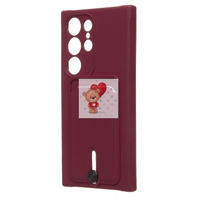 Чехол-накладка для Samsung Galaxy S24 Ultra (бордовый) - SC304 с картхолдером