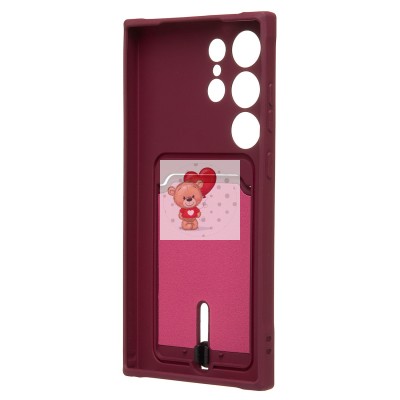 Чехол-накладка для Samsung Galaxy S24 Ultra (бордовый) - SC304 с картхолдером