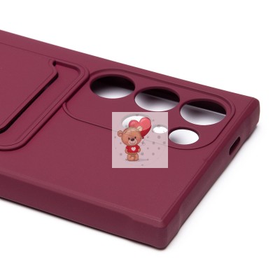 Чехол-накладка для Samsung Galaxy S24 Ultra (бордовый) - SC304 с картхолдером