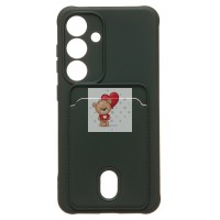 Чехол-накладка для Samsung Galaxy S24 (темно-зеленый) - SC304 с картхолдером