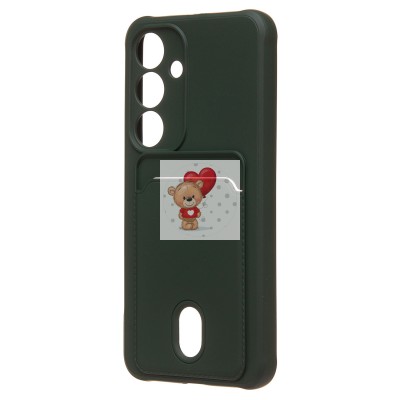 Чехол-накладка для Samsung Galaxy S24 (темно-зеленый) - SC304 с картхолдером