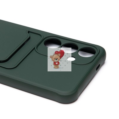 Чехол-накладка для Samsung Galaxy S24 (темно-зеленый) - SC304 с картхолдером