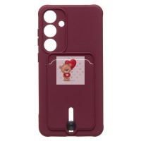 Чехол-накладка для Samsung Galaxy S24+ (бордовый) - SC304 с картхолдером