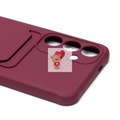 Чехол-накладка для Samsung Galaxy S24+ (бордовый) - SC304 с картхолдером