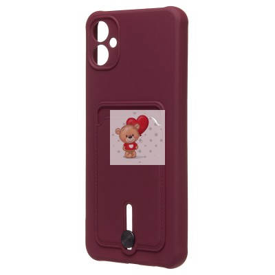 Чехол-накладка для Samsung A055 Galaxy A05 (бордовый) - SC304 с картхолдером
