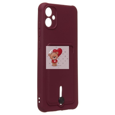 Чехол-накладка для Samsung A055 Galaxy A05 (бордовый) - SC304 с картхолдером