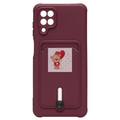 Чехол-накладка для Samsung A125 Galaxy A12 (бордовый) - SC304 с картхолдером