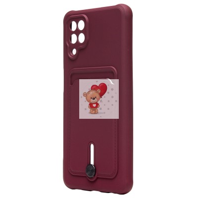 Чехол-накладка для Samsung A125 Galaxy A12 (бордовый) - SC304 с картхолдером