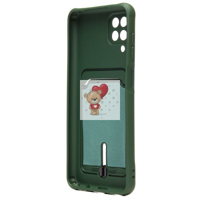 Чехол-накладка для Samsung A125 Galaxy A12 (темно-зеленый) - SC304 с картхолдером