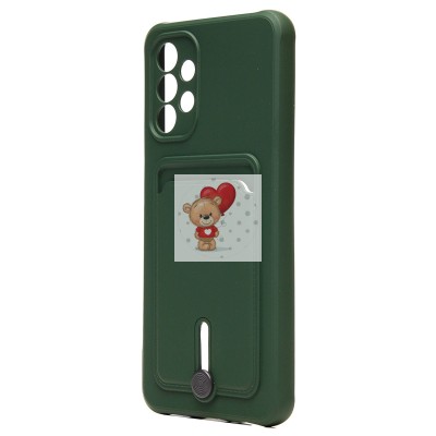 Чехол-накладка для Samsung A135 Galaxy A13 4G (темно-зеленый) - SC304 с картхолдером