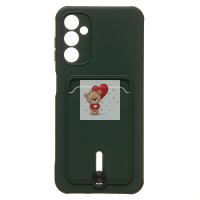 Чехол-накладка для Samsung A145 Galaxy A14 4G (темно-зеленый) - SC304 с картхолдером