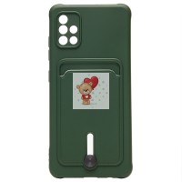 Чехол-накладка для Samsung A515 Galaxy A51 4G (темно-зеленый) - SC304 с картхолдером