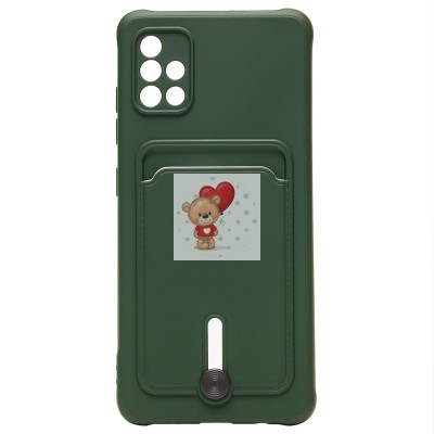 Чехол-накладка для Samsung A515 Galaxy A51 4G (темно-зеленый) - SC304 с картхолдером Чехол-накладка для Samsung A515 Galaxy A51 4G (темно-зеленый) - SC304 с картхолдером