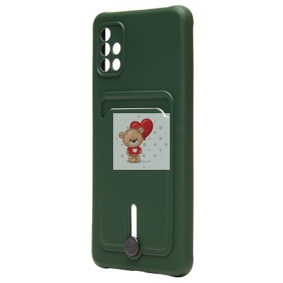 Чехол-накладка для Samsung A515 Galaxy A51 4G (темно-зеленый) - SC304 с картхолдером