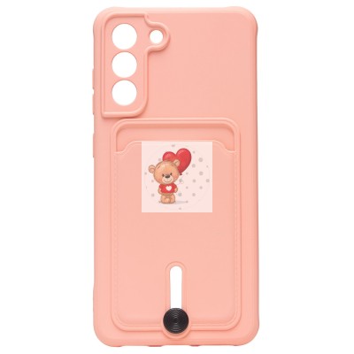 Чехол-накладка для Samsung G990 Galaxy S21FE (светло-розовый) - SC304 с картхолдером