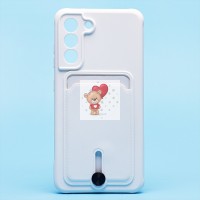 Чехол-накладка для Samsung G990 Galaxy S21FE (белый) - SC304 с картхолдером