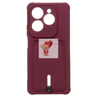 Чехол-накладка для Tecno Spark 20 Pro (бордовый) - SC304 с картхолдером