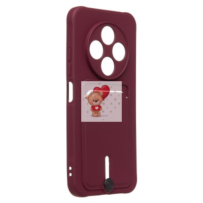 Чехол-накладка для Tecno Spark 30C 4G (бордовый) - SC304 с картхолдером