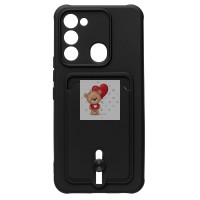 Чехол-накладка для Tecno Spark 8c (черный) - SC304 с картхолдером