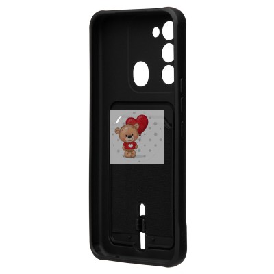 Чехол-накладка для Tecno Spark 8c (черный) - SC304 с картхолдером