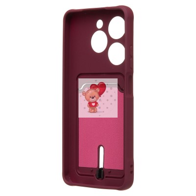 Чехол-накладка для Tecno Spark Go 2024 (бордовый) - SC304 с картхолдером