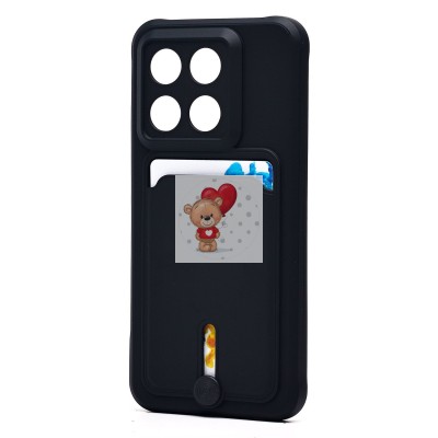 Чехол-накладка для Xiaomi 14 (черный) - SC304 с картхолдером