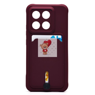 Чехол-накладка для Xiaomi 14 (бордовый) - SC304 с картхолдером Чехол-накладка для Xiaomi 14 (бордовый) - SC304 с картхолдером