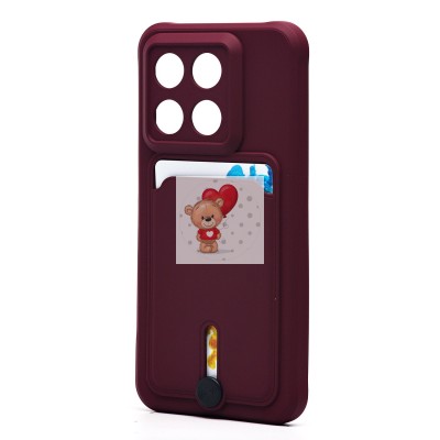 Чехол-накладка для Xiaomi 14 (бордовый) - SC304 с картхолдером Чехол-накладка для Xiaomi 14 (бордовый) - SC304 с картхолдером