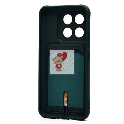 Чехол-накладка для Xiaomi 14 (темно-зеленый) - SC304 с картхолдером Чехол-накладка для Xiaomi 14 (темно-зеленый) - SC304 с картхолдером