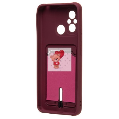 Чехол-накладка для Xiaomi Redmi 12C (бордовый) - SC304 с картхолдером