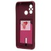 Чехол-накладка для Xiaomi Redmi 12C (бордовый) - SC304 с картхолдером