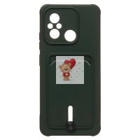 Чехол-накладка для Xiaomi Poco C55 (темно-зеленый) - SC304 с картхолдером