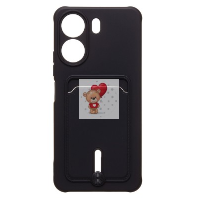 Чехол-накладка для Xiaomi Poco C65 (черный) - SC304 с картхолдером Чехол-накладка для Xiaomi Poco C65 (черный) - SC304 с картхолдером