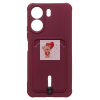 Чехол-накладка для Xiaomi Poco C65 (бордовый) - SC304 с картхолдером