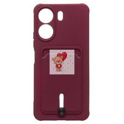 Чехол-накладка для Xiaomi Poco C65 (бордовый) - SC304 с картхолдером Чехол-накладка для Xiaomi Poco C65 (бордовый) - SC304 с картхолдером