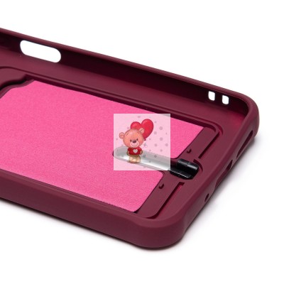 Чехол-накладка для Xiaomi Poco C65 (бордовый) - SC304 с картхолдером